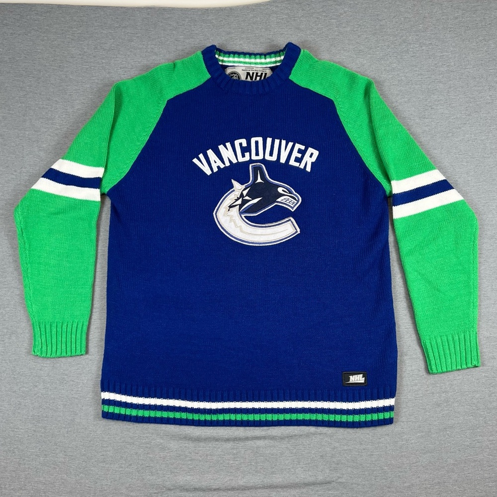 NHL Vancouver Canucks Blue and Green Crewneck Sweater